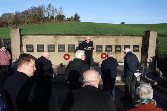 The 48th Kingsmill Anniversary Remembrance service for the Kingsmill shootings at the memorial wall outside Whitecross in Co. Armagh. 10 Protestant men were shot dead by republicans after their work van was pulled in January 1976. 
Picture by Jonathan Porter/PressEye
