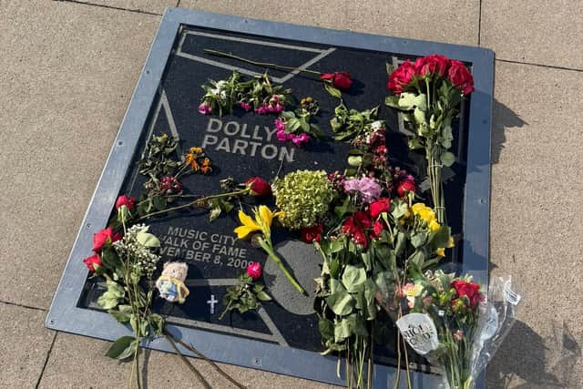 Banbridge girls Beth McDaniel and Ellen Watson said many flowers were laid around Nashville in honour of Dolly Parton.