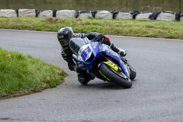 Mike Browne (Russell Racing by BPE Yamaha R6) won the Bob Smith Spring Cup at Oliver's Mount, Scarborough to complete a hat-trick. Picture: Peter Leverton