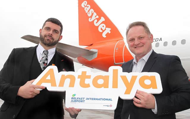 L to R Glenn Gilmour, easyJet, and  Uel Hoey, Belfast International Airport.