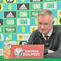 Northern Ireland manager Michael O’Neill during a press conference at Windsor Park as he named his squad for the upcoming Euro 2024 qualifers against San Marino and Slovenia