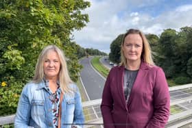 A1 safety campaigner Monica Heaney (left) whose son, Karl, was killed in a collision on the road, and Alliance councillor Joy Ferguson who is supporting the campaign.