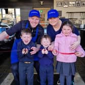 Laura and Raymond pictured with their children Robyn, Luke and Joel officially cutting the ribbon to open The Butchers & Deli Monkstown which underwent a major expansion having moved into new premises. The family moved over from Lisburn to Monkstown two years ago so they could have more of a work life balance
