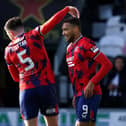 Rangers' Cyriel Dessers (right) after scoring against St Mirren in the cinch Premiership match at The SMISA Stadium, Paisley. (Photo by Andrew Milligan/PA Wire)