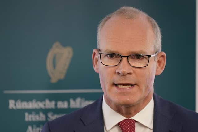 Foreign Affairs Minister Simon Coveney speaks to the media at the Irish Government Secretariat in Belfast after meeting Chris Heaton-Harris​​​​​​​​​​​​​​​​​​​​​​​​​​​​​​​​​​​