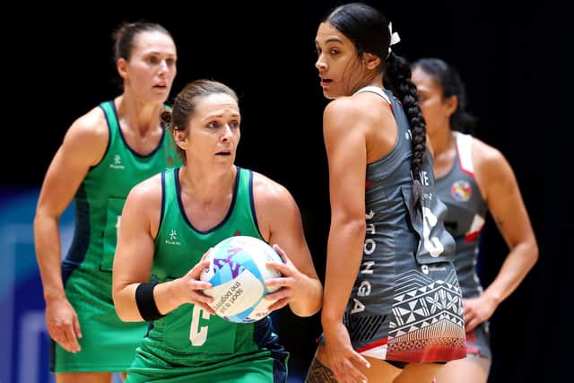 Caroline O'Hanlon on show for Team NI across the Commonwealth Games netball run in Glasgow. (Photo by Molly Darlington/Getty Images)