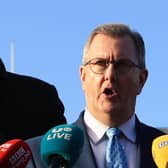 DUP leader Sir Jeffrey Donaldson has been meeting party members ahead of a crunch gathering on Monday night over Government proposals aimed at ending Stormont’s powersharing impasse. Photo: Liam McBurney/PA Wire