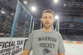 Belfast Giants' defenceman Sam Ruopp during practice at the SSE Arena. Picture: Darryl Armitage