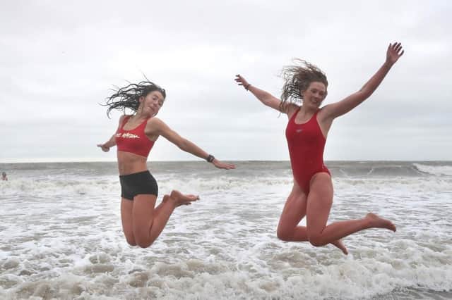 Kyla Philips, right, and her friend Fiona, who was also born on Christmas Day, plan to celebrate their birthdays with a Christmas morning swim in Helen's Bay, Co Down