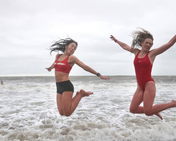 Kyla Philips, right, and her friend Fiona, who was also born on Christmas Day, plan to celebrate their birthdays with a Christmas morning swim in Helen's Bay, Co Down