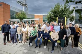 Staff at Catalyst in Belfast celebrate after being certified as a Great Place to Work following an extensive culture audit and excellent employee feedback to a survey carried out by the global authority on workplace culture
