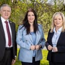 From left, UFU President William Irvine with AGM guest speakers, deputy First Minister Emma Little-Pengelly and First Minister Michelle O’Neill.