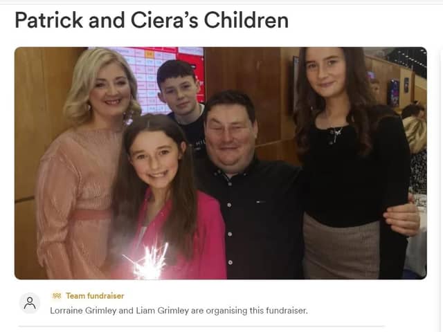 Screen shot of GoFundMe for Grimley children