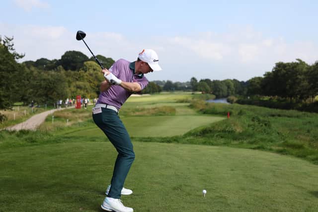 Tom McKibbin tees off on the 13th during day one of the ISPS HANDA World Invitational at Galgorm Castle Golf Club