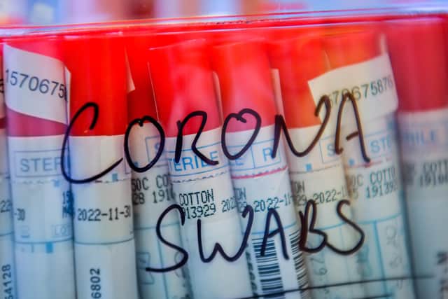 Coronavirus Covid-19 swabs from patients in a plastic sealed tub in 2020, as the cost of responding to the Covid-19 pandemic in Northern Ireland is estimated to have reached more than £7.79 billion, a new Audit Office report has found.  
PA photo: Ben Birchall/PA Wire