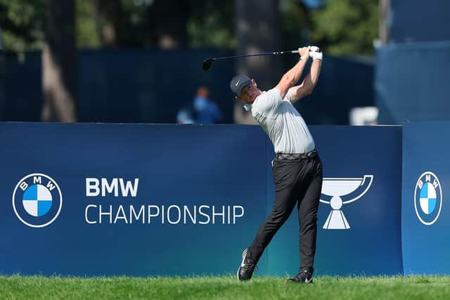 Rory McIlroy of Northern Ireland plays his shot from the 17th tee during a practice round prior to the BMW Championship at Olympia Fields Country Club at Olympia Fields, Illinois. (Photo by Michael Reaves/Getty Images)