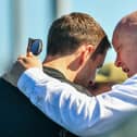 ​Portadown manager David Jeffrey (right) with club captain Gary Thompson. (Photo by Andrew McCarroll/Pacemaker Press)