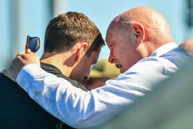 ​Portadown manager David Jeffrey (right) with club captain Gary Thompson. (Photo by Andrew McCarroll/Pacemaker Press)