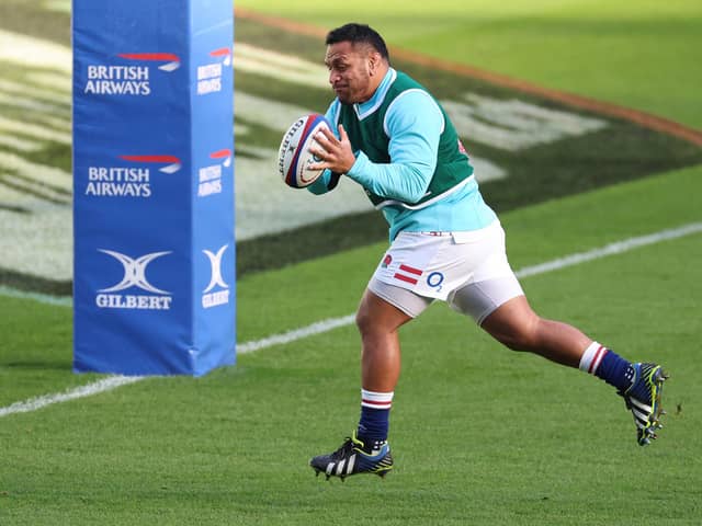 Mako Vunipola pictured during the Captain's Run at Twickenham Stadium on Friday in London. (Photo by Warren Little/Getty Images)