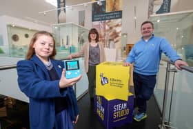 Lola Shannon (age 12) from Ashfield Girls’ High School joined Louise Rice, Education Manager of National Museums NI and Tony Marron, Managing Director of Liberty IT at the launch of a new STEAM-focused workshop to inspire young people to develop their tech skills.