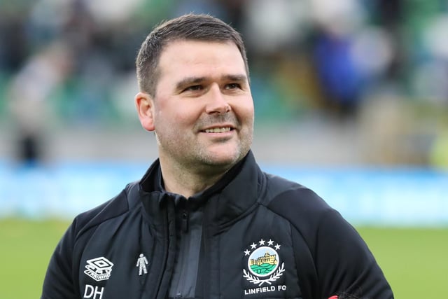 Linfield manager David Healy celebrates winning another BetMcLean Cup