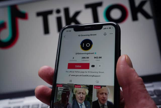The official Tiktok page for 10 Downing Street on the TikTok app on an iPhone screen.