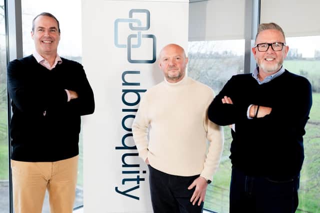 Banbridge based, blockchain company, ubloquity is happy to announce two new appointments to the team. Pictured are Stephen Greenaway, James Howard and Kieran Kelly