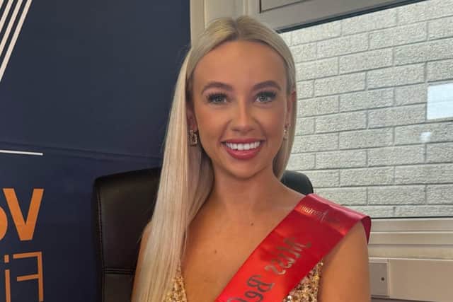 Miss Great Britain Belfast finalists Rainer-Alexandra Nelson from Hillsborough is doing a 120ft abseil down the Europa on Sunday, April 28, a 15,000 ft skydive on Friday, May 10 and taking part in the Race for Life for Cancer Research on Sunday, May 26
