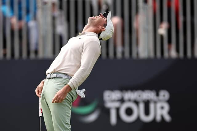 Northern Ireland's Rory McIlroy celebrates after putting in for a birdie on the 18th green to win the tournament during Day Four of the Genesis Scottish Open at The Renaissance Club. (Photo by Jared C.Tilton/Getty Images)