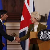 Prime Minister Rishi Sunak and European Commission president Ursula von der Leyen announced the Windsor Framework earlier this year. The Stormont Brake was a key selling point - as it give a limited say to Stormont politicians over EU laws applicable to NI. Photo: PA.