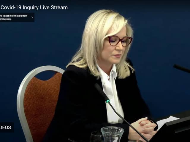 Michelle O'Neill giving evidence to the inquiry