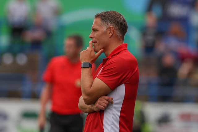Hamilton Academical manager John Rankin pictured during today's match at the Coleraine Showgrounds