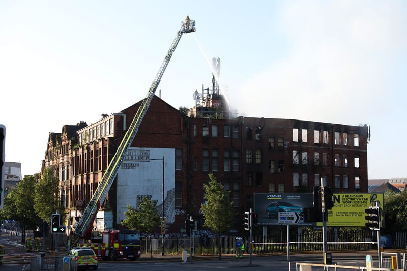 Press Eye - Belfast -  Northern Ireland - 31st May 2023 - 

General view of firefighters attending to a large fire at a building in Samuel Street in Belfast city centre this morning.


Photo by Press Eye. 