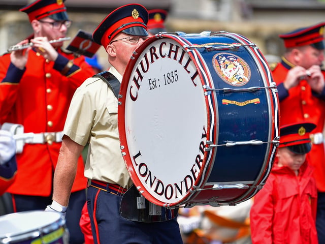 The Twelfth celebrations in Coleraine, hosted by Macosquin District LOL No. 8 parade though the town. Visiting districts to Coleraine include City of Londonderry Grand Orange Lodge; Coleraine District LOL No. 2; and Limavady District LOL No. 6.