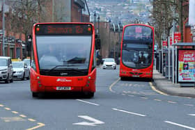 Translink buses in Foyle Street, Londonderry. Photo: George Sweeney