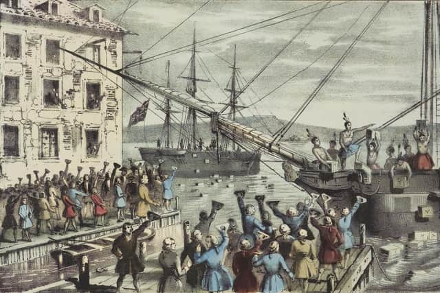 John Hancock, reputedly descended from Ulster-Scot Presbyterians, was one of the prime movers of the Boston Tea Party 250 years ago