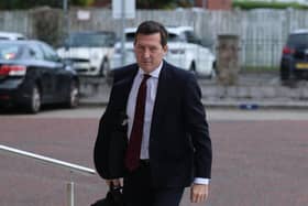 Paul Greaney KC arriving at the Omagh Bombing Inquiry at Bradford Court in Belfast
