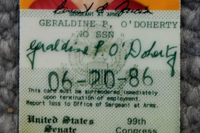 Geraldine O’Doherty’s US government, Department of Foreign Affairs ID card. DER2314GS – 11