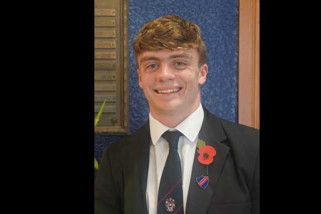 Stevie Bristow, captain of the Ballymena Academy 1st XV and Head Boy. His rugby career has been cut short by serious injury.