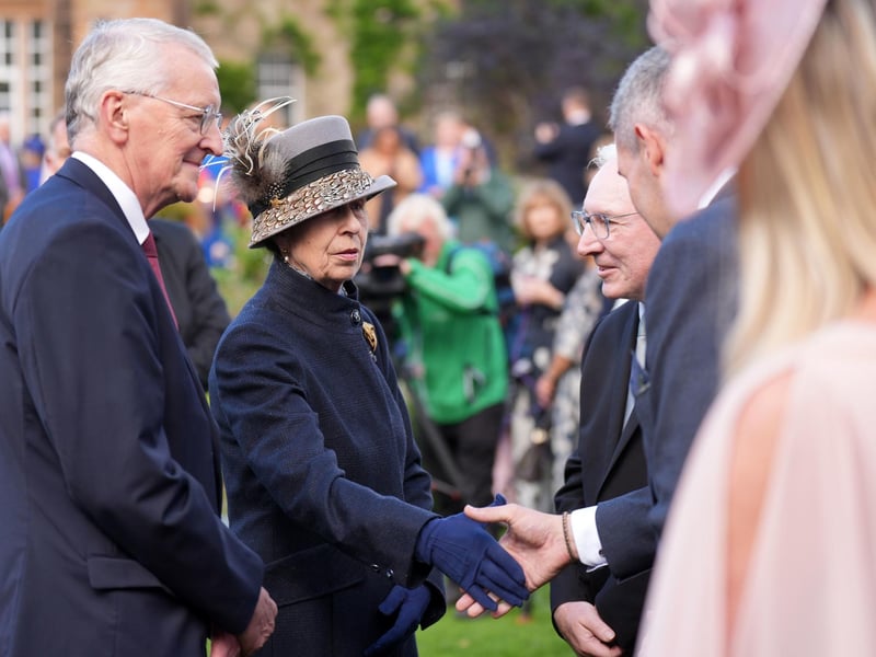Northen Ireland Secretary of State Hilary Benn  introduces The Princess Royal to guests as she attends the annual garden party at Hillsborough Castle during her visit to Northern Ireland. Picture date: Wednesday September 10, 2025. PA Photo. Photo credit should read: Niall Carson/PA Wire