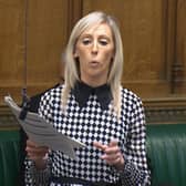 Carla Lockhart in the House of Commons, questioning Prime Minister Rishi Sunak
