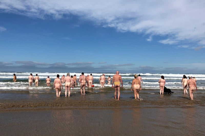 As part of the UK-wide annual sponsored Great British Skinny Dip, the British Naturism Northern Ireland welcomed 50 brave swimmers on Portstewart Strand to raise funds for the British Heart Foundation