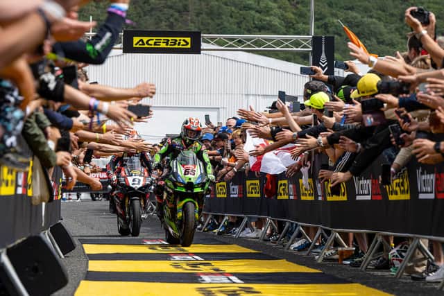 Saturday race winner Jonathan Rea returned to the rostrum at Most in the Czech Republic on Sunday after finishing second in the Superpole race