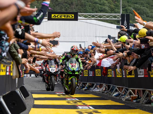 Saturday race winner Jonathan Rea returned to the rostrum at Most in the Czech Republic on Sunday after finishing second in the Superpole race