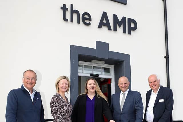A new £70million fund is to launched this autumn to help small businesses across Northern Ireland survive, thrive and grow. Pictured at The Amp at Ebrington are Hal Wilson, Techstart, with Susan Nightingale, Zoe Jones, Louis Taylor, and Warren Ralls from the British Business Bank