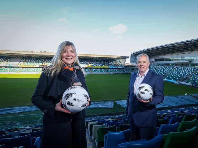 Northern Ireland Chamber of Commerce and Industry (NI Chamber) is set to launch a new series of Regional Networking events, delivered in partnership with NIE Networks. 
Pictured is Suzanne Wylie, chief executive, NI Chamber and Ian Hunter, commercial manager, NIE Networks