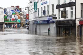 Parts of Newry in County Down are under water after the city's canal burst its banks on Monday.