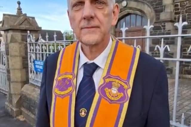 Portadown District Master Nigel Dawson speaking to the News Letter outside Drumcree Parish Church on Monday morning, 28 September 2026.