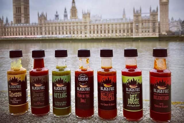 Blackfire’s range of spicy sauces were recently displayed in the Houses of Parliament