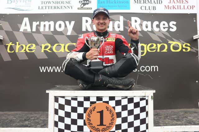 Richard Cooper won his first Irish national road race in Saturday's Supertwin race at Armoy on his debut at the Co Antrim meeting. (Photo by Stephen Davison/Pacemaker Press)